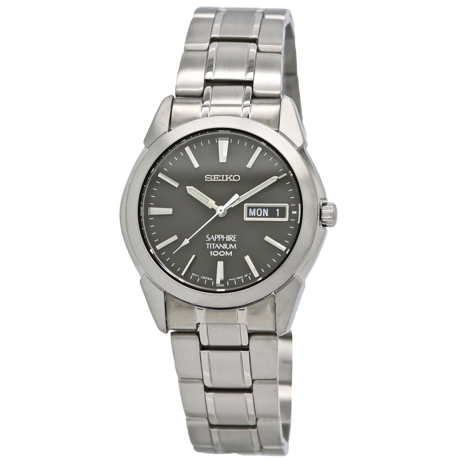  Seiko Quartz Titanium Men's Grey Dial Watch SGG731 