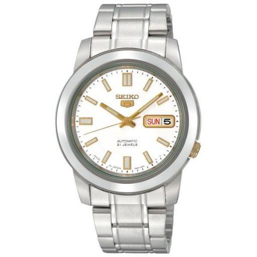  Seiko Men's SNKK07 5 Stainless Steel White Dial Watch 