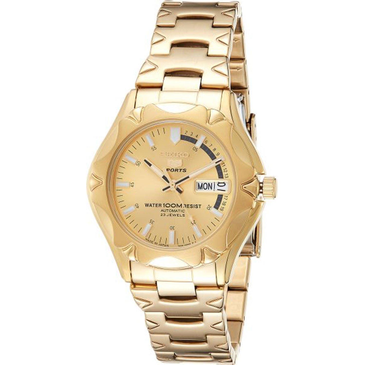  Seiko 5 Sports Automatic Gold Tone Men's Watch SNZ450J1 