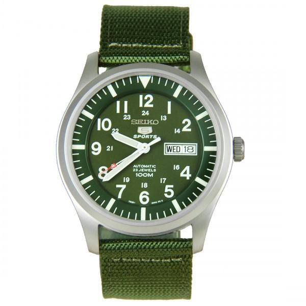  Seiko 5 Sport Men's Automatic Green Dial Canvas Watch SNZG09 