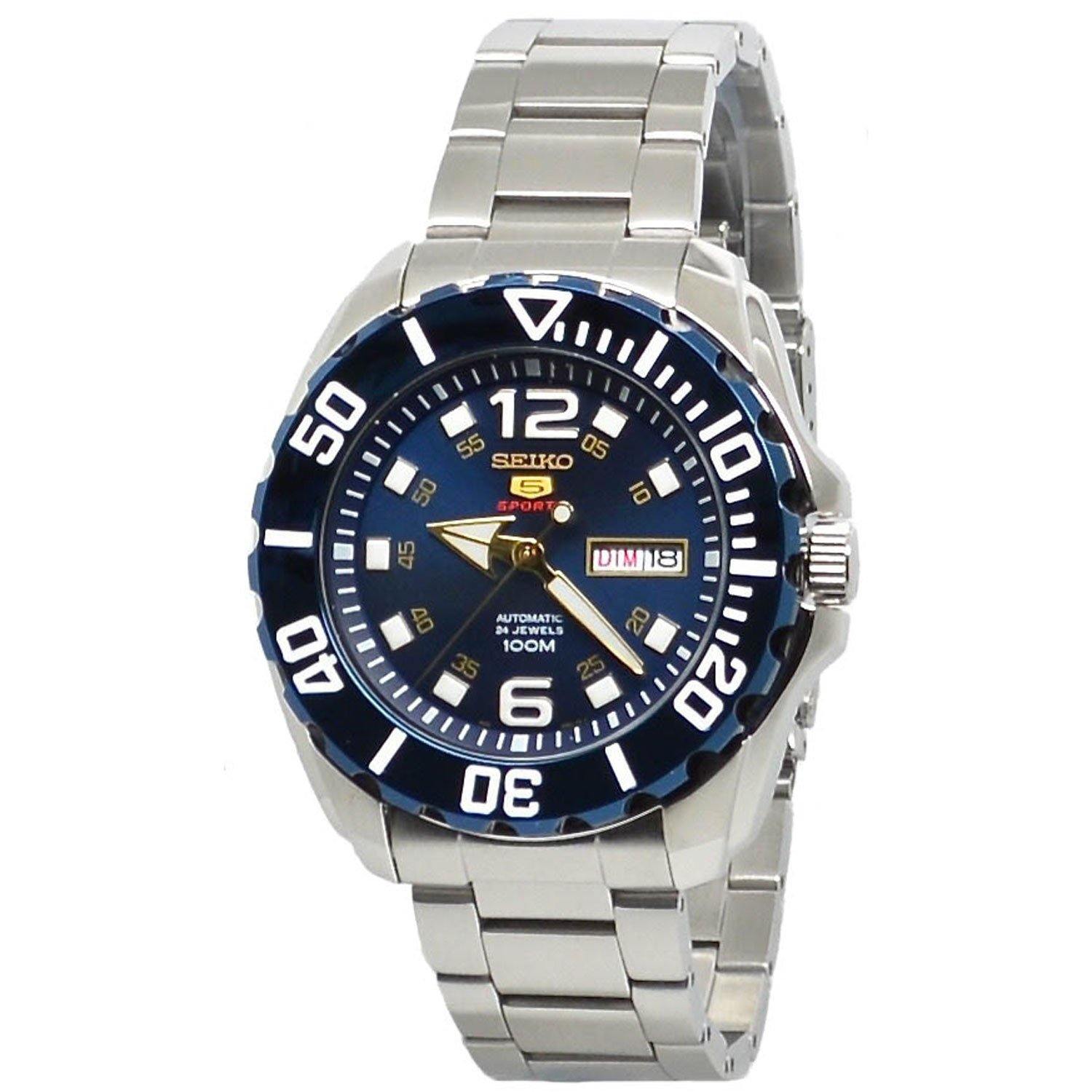  Seiko 5 Sports Automatic SRPB37 Blue Dial Stainless Steel Men's Watch 