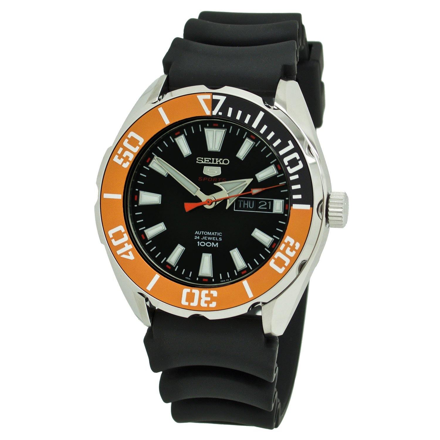  Seiko 5 Sports Automatic 24 Jewels SRPC59 Rubber Band Men's Watch 