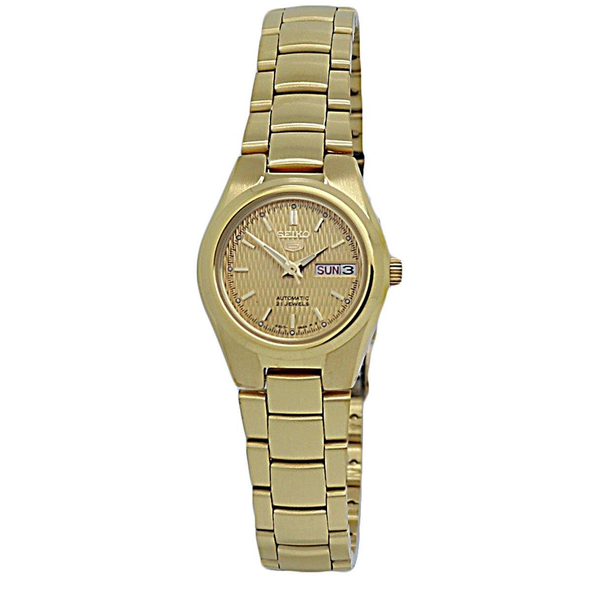 Seiko 5 Gold-Tone Stainless Steel Men's Watch SYMC18 – pass the watch