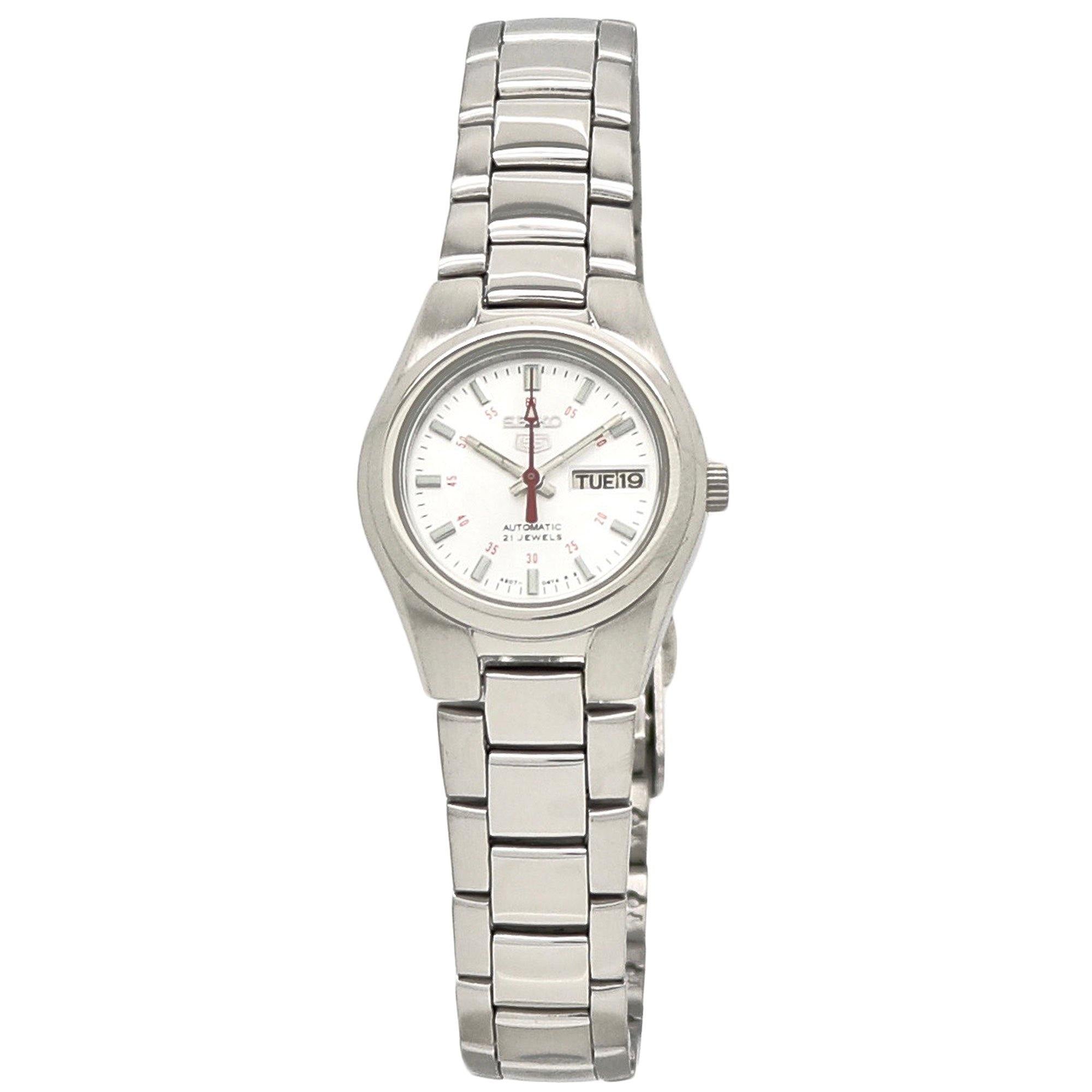  Seiko 5 Automatic 21 Jewels Ladies Silver Dial Watch SYMC21 