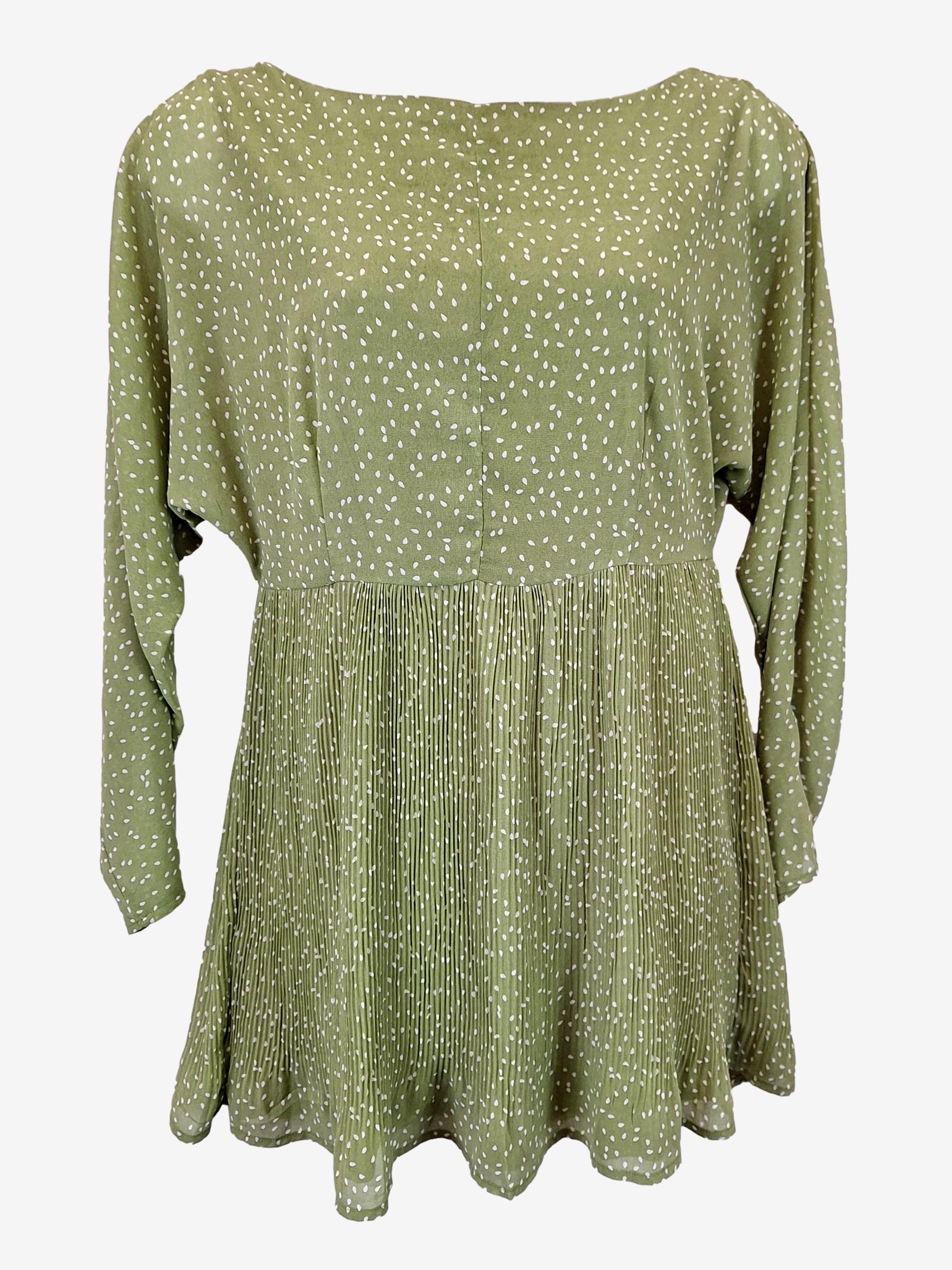 image of Atmos & Here Khaki Speckle Plisse Mini Dress Size 14