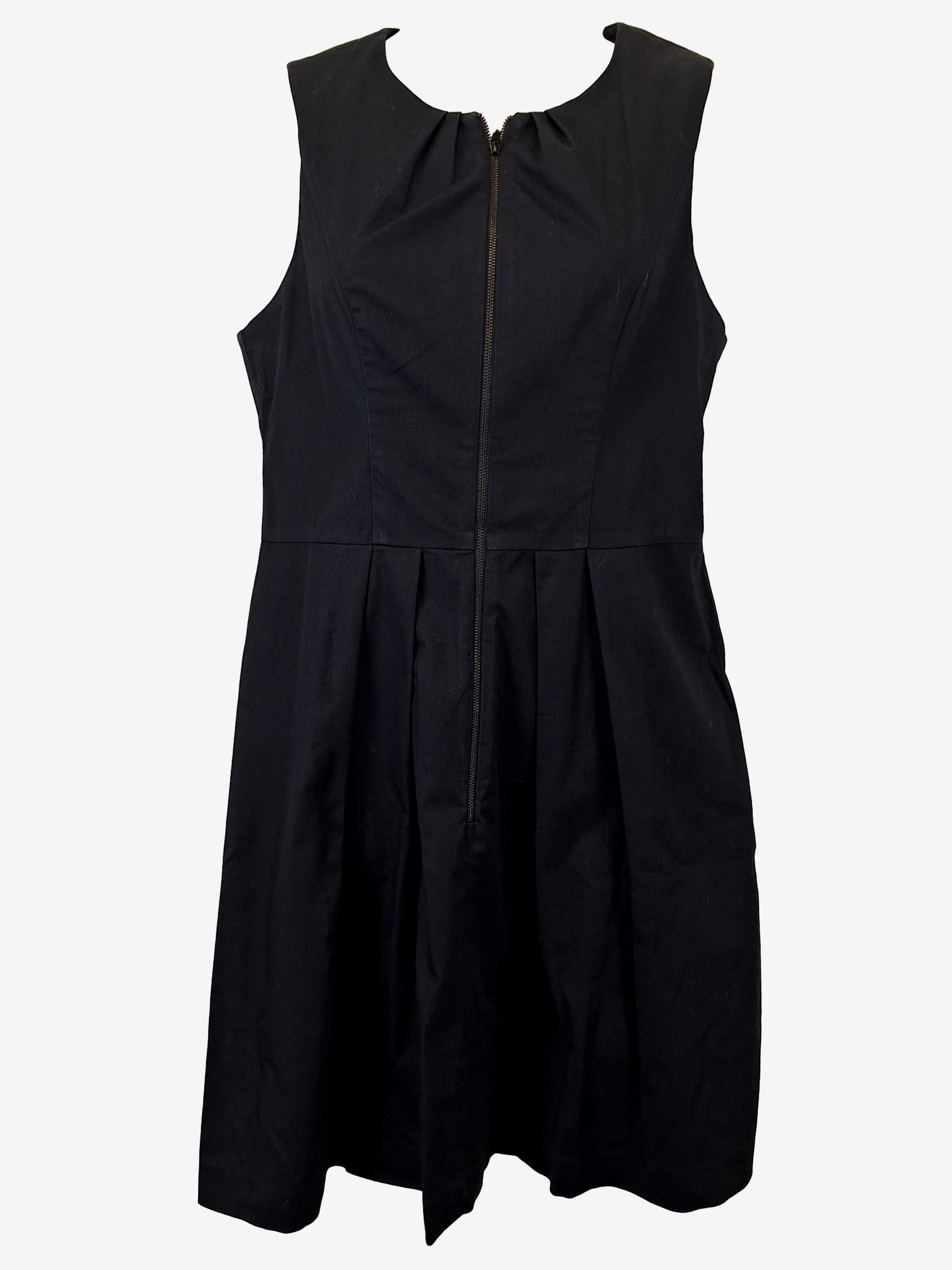 Image of Cue Midnight Pleat And Zipper Detail Work Dress Size 10