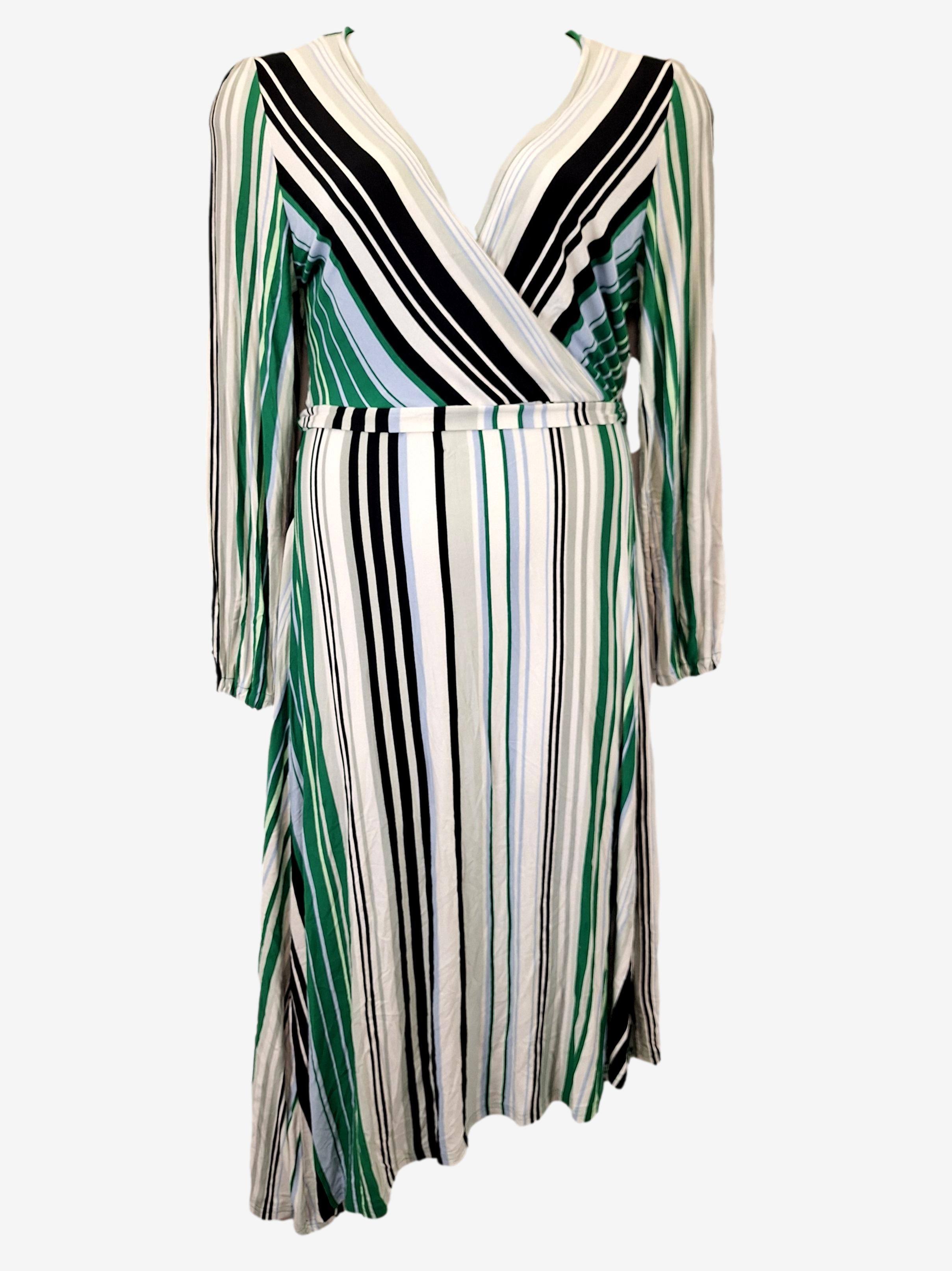 Image of Oxford Timeless Stripe Knit Midi Dress Size L