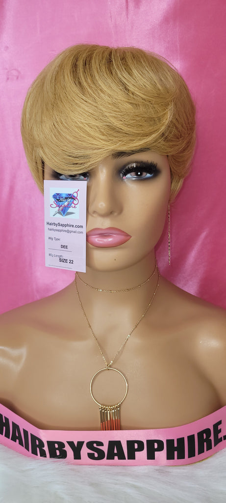 Blonde short human hair lace closure Custom Wig Unit by Sapphire