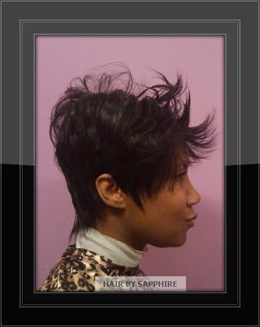 SHORT HAIR CUT WRAP AND CURL AFRICAN AMERICAN BLACK HAIR STYLE HUMAN HAIR EXTENSIONS BY SAPPHIRE OF HAIR BY SAPPHIRE