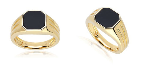 253R6875-02-925-Yellow-Gold-Plated-Sterling-Silver-Octagon-Black-Onyx-Signet-Ring P1