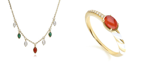 Silver gold plated with carnelian Jewelry