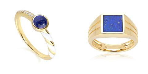 Sterling Silver Gold Plated with lapis lazuli Ring