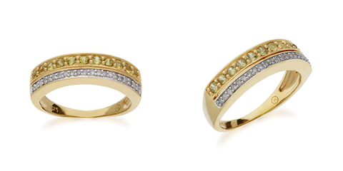 925 Yellow Gold Plated Sterling Silver Yellow Sapphire & Diamond Half Eternity Classic Ring