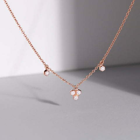 10K Rose Gold Diamond Geometric Trilogy Necklace