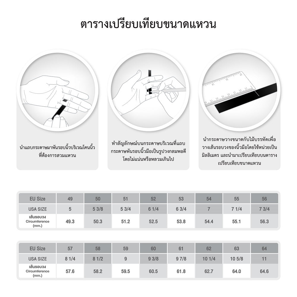 ตารางเทียบไซซ์แหวน