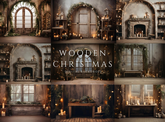 Christmas Wooden Tree Decor Digital Backdrops – Kimla Designs Photography