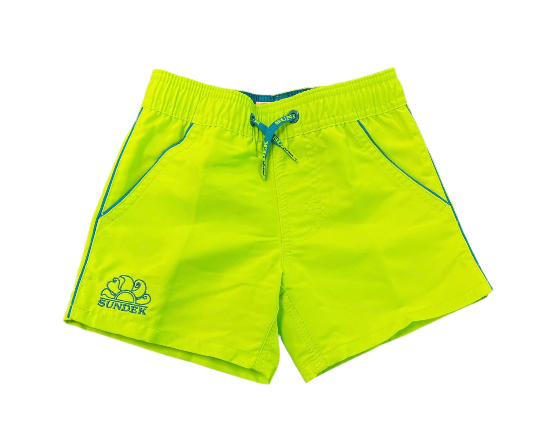 Sundek Boys Fluo Green And Blue Mini Coltrane Swimsuit – LilSwimmas