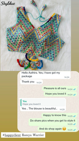 Customer review for mirror work blouse