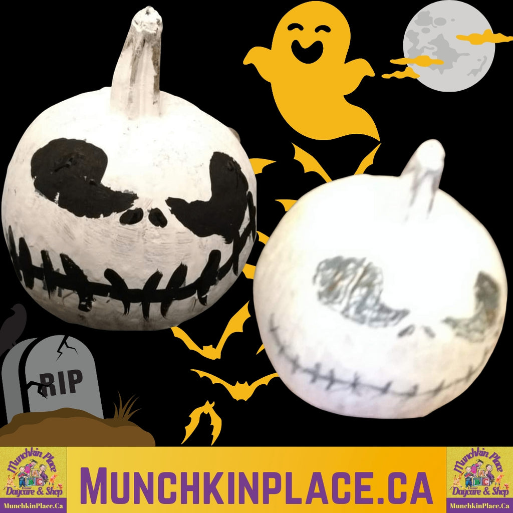 Halloween, pumpkin decorating, painted pumpkin, munchkin place home daycare, munchkin place shop, art classes