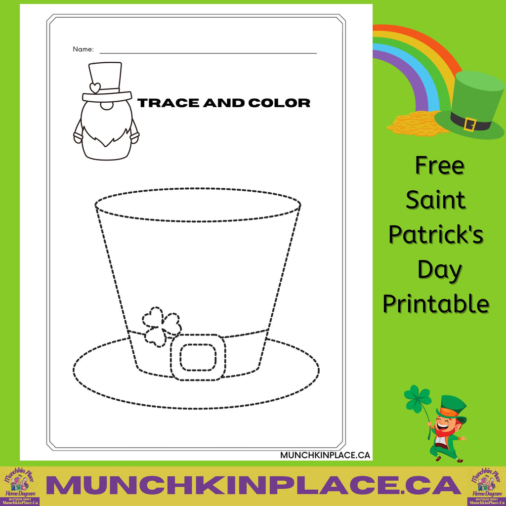 Saint Patrick's Day Trace Lucky Hat Worksheet