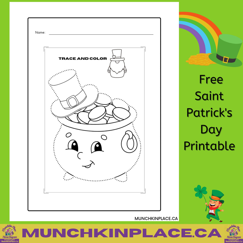 Saint Patrick's Day Trace Pot of Gold Free Printable