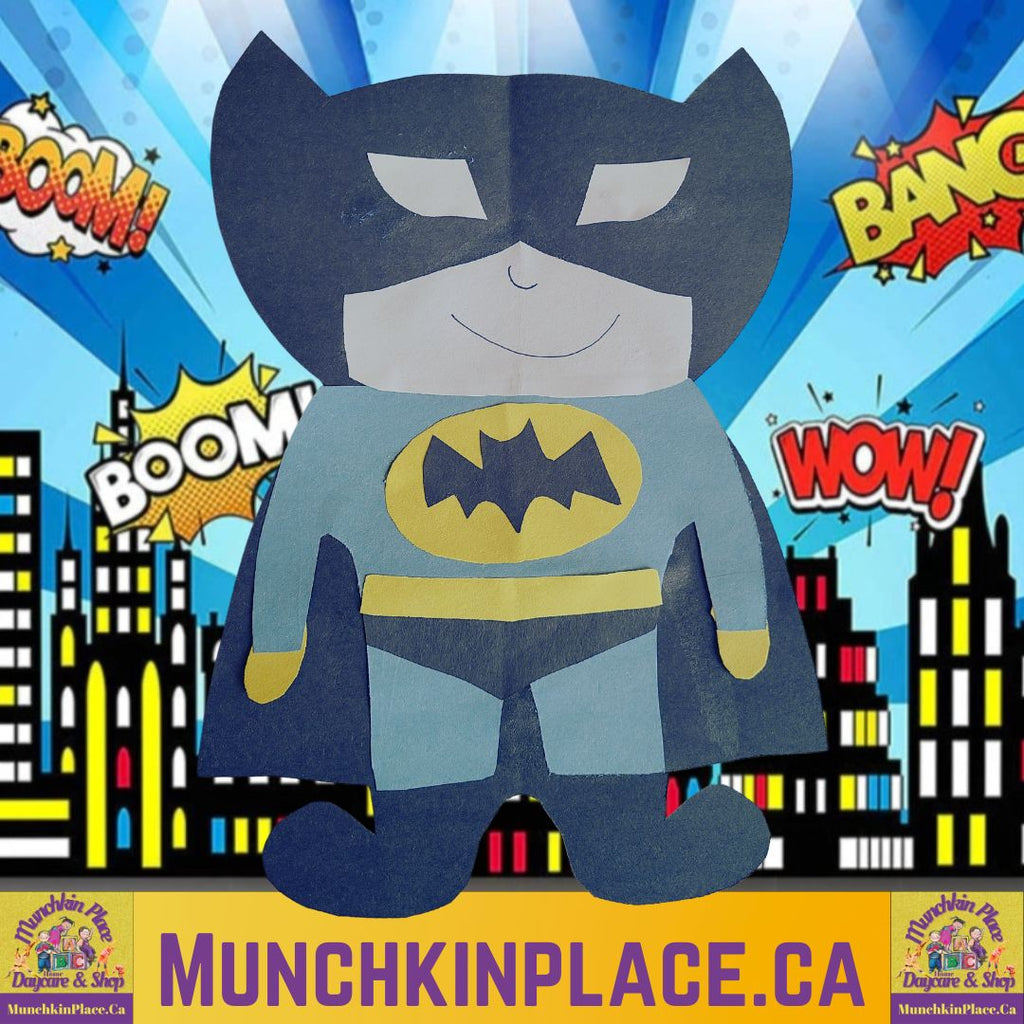 batman craft, simple crafts, munchkin place home daycare, munchkin place shop, art classes, children's activities