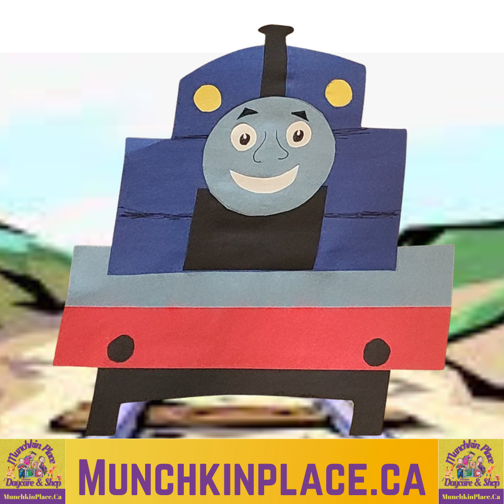 Thomas the train craft, simple crafts, munchkin place home daycare, munchkin place shop, art classes, children's activities