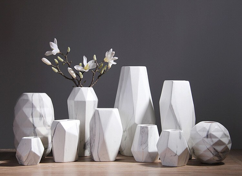 Marble Geometric Flower Vase Decor