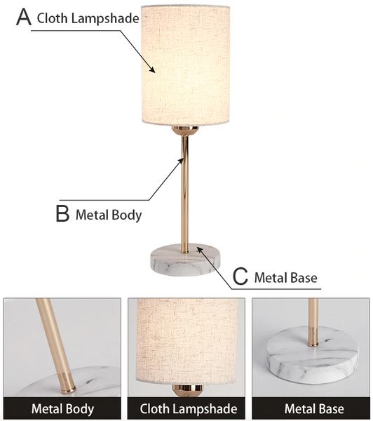 Cloth Lampshade Side Table Lamp