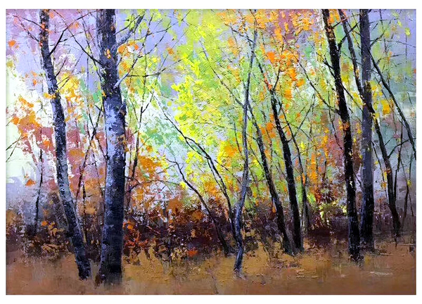 Autumn Forest Art Wall Poster - Hand Painting On Canvas