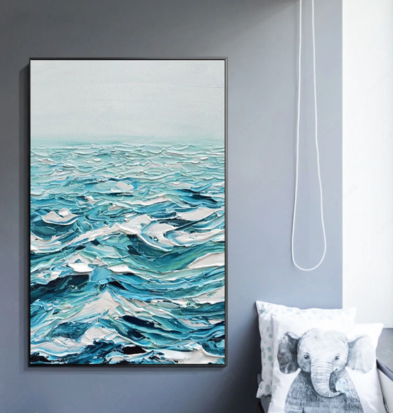 Power Of Ocean Waves Art Wall Poster - Hand Painting On Canvas