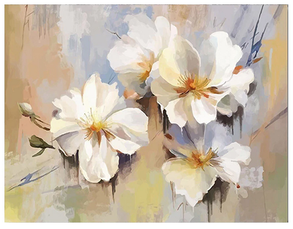 Abstract White Flower Art Wall Poster - Hand Painting On Canvas