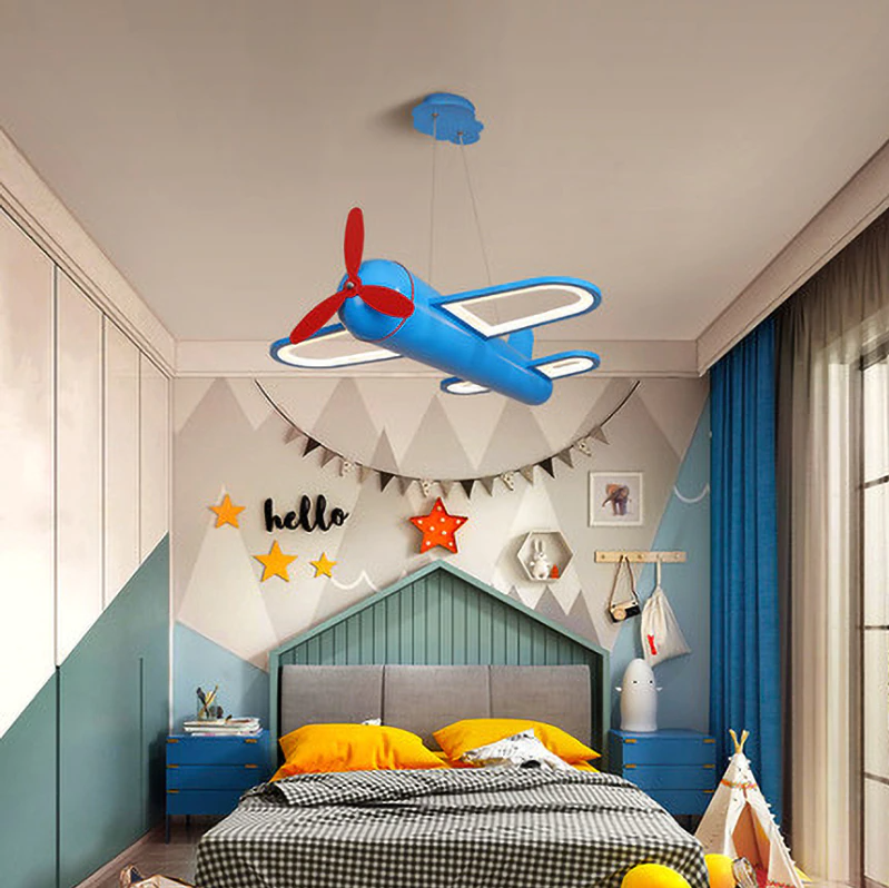 Cartoon Aircraft LED Chandelier Pendant Ceiling Light