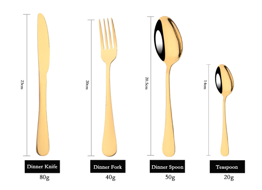 Rainbow Mirror Finish Dining Cutlery Set - Knife, Fork & Spoon Flatware
