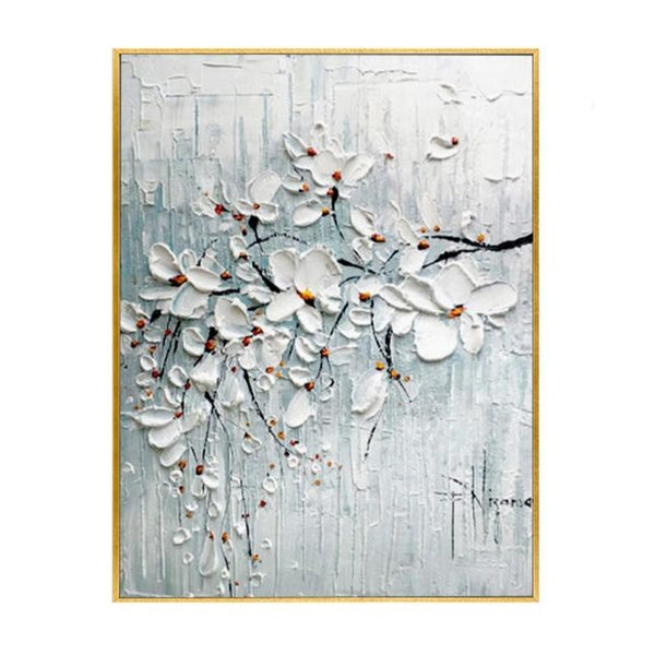 White Orchids Art Wall Poster - Hand Painting On Canvas