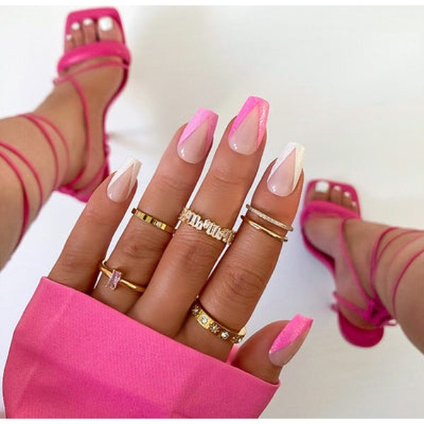 pink tip nails