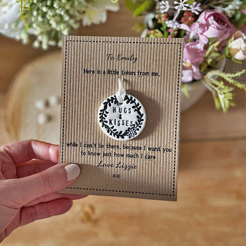hugs & kisses ceramic token letterbox gift Amanda Mercer