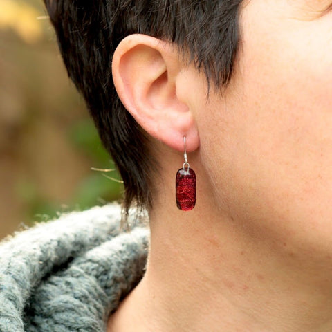 Black Cherry Mere Glass Earrings