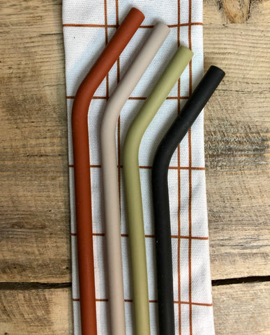 reusable silicone straws in carry case 