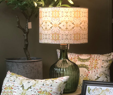 Rhoma Design Cushions and lampshade on a table