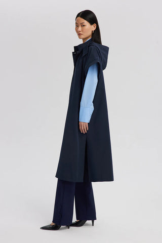 navy waistcoat long hooded