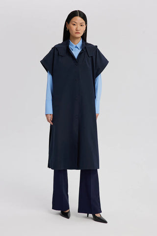 Navy hooded waistcoat