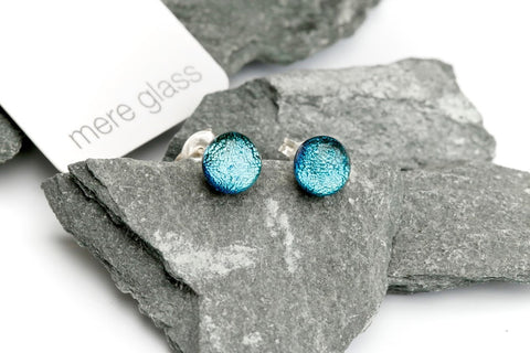 ice blue mere glass earrings