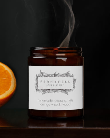 fern+fell orange +cedarwood natural wax candle 