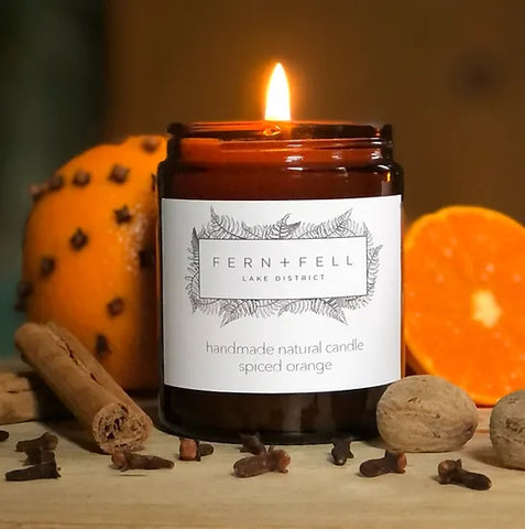 spiced orange christmas candle by fern+fell handmade lake district 100% natural