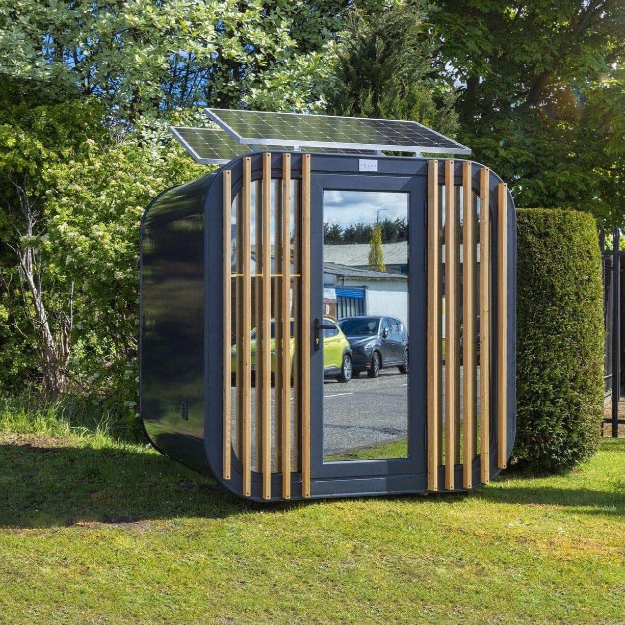 Stand-Alone, Solar Garden Office Pod, complete with desk and storage –  Layzee Living