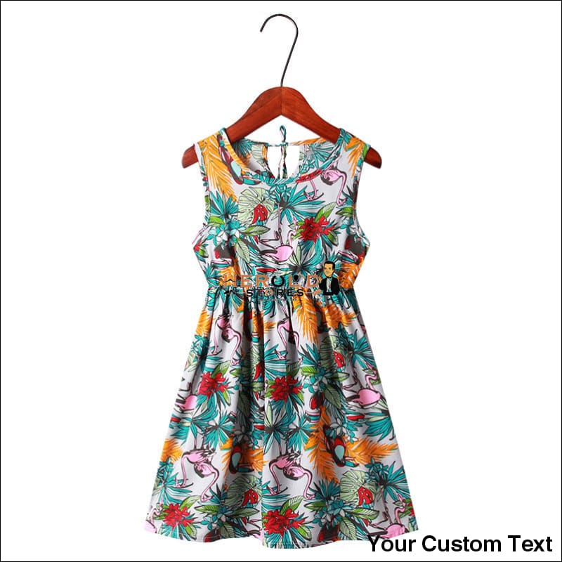 children's dress lovely print leaf vest princess skirt flamingo / 140