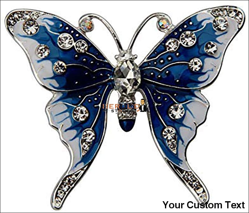 Crystal Rhinestone Butterfly Brooch Pin Blue Color Butterfly Brooches for For Women Girls Wedding/Banquet/Birthday Party FEELMEM JEWELRY