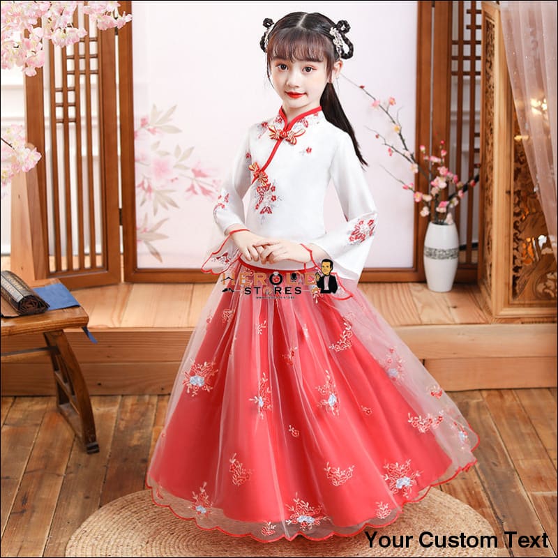 hanfu girl children's costume dress red / 140cm