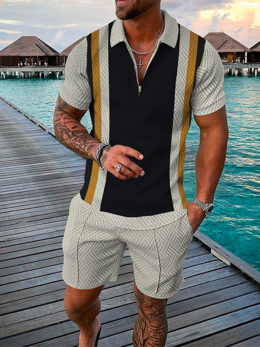 Men's Short Sleeve Zipper Polo Suit | MorganMann Essentials